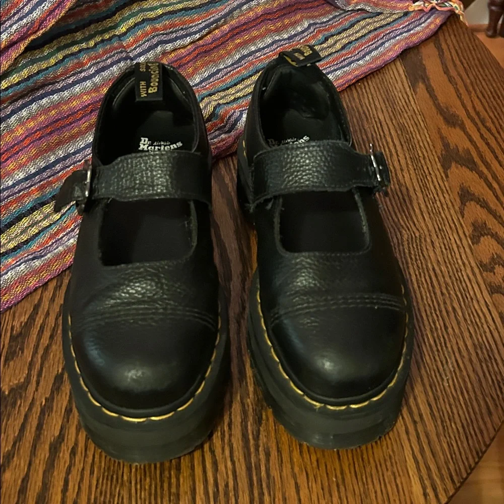Dr. Martens Addina Flower Buckle Leather Platform Shoes size 9 UK41 black - Picture 1 of 8